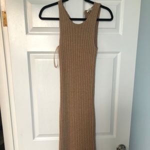 Tan long fitted knit dress